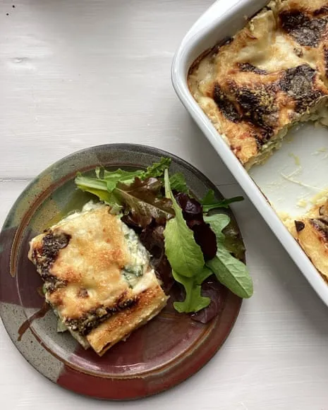 A Classic Recipe for Lasagna with Courgette and A Trio of Cheeses